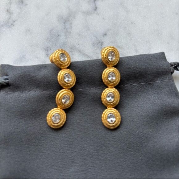 Julie Vos Gold and Silver Triple Drop Earrings - Picture 2 of 6